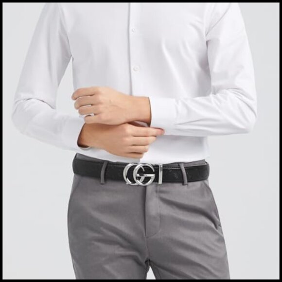 Leather Dress Belt with Automatic Buckle for Business Wear main image 2